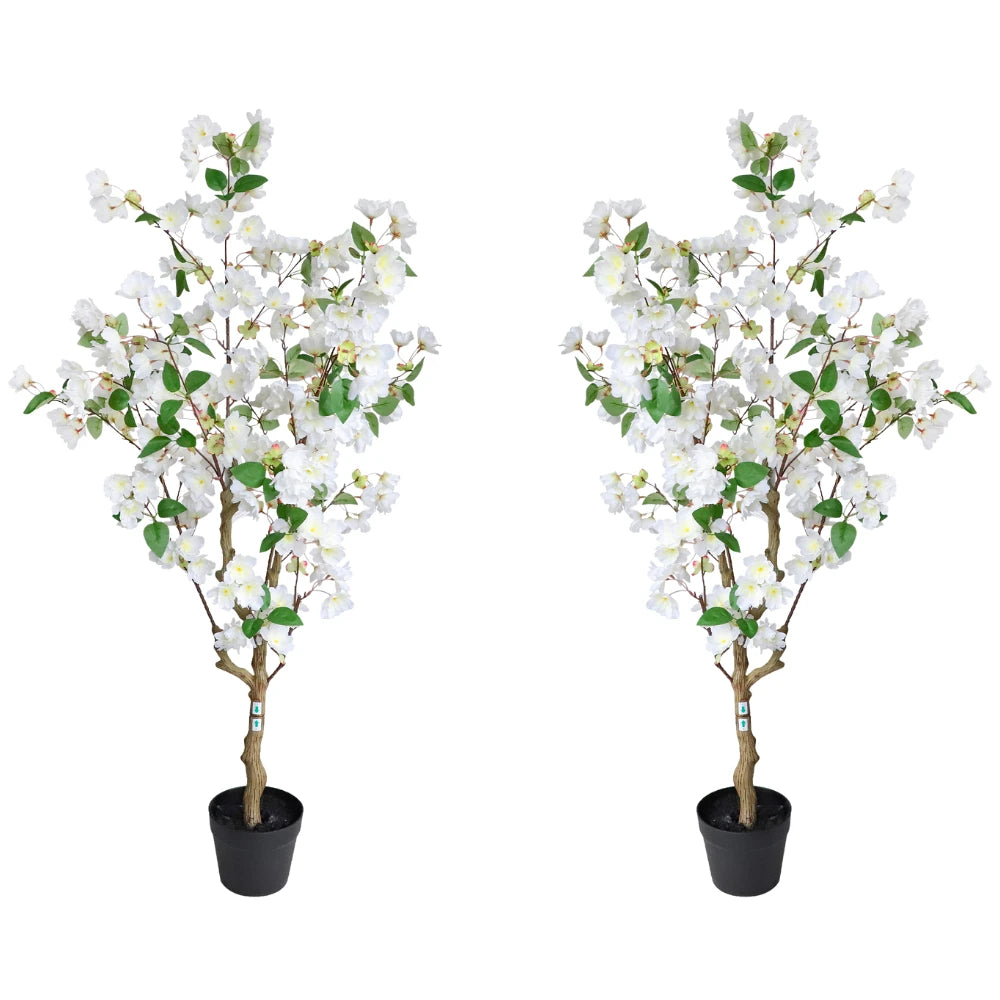 50in(4.2ft) Artificial White Cherry Blossom Tree