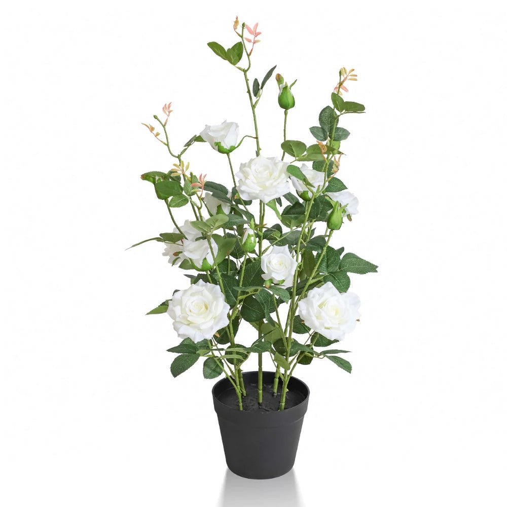 27in(2.3ft) Artificial White Rose Flowers momoplant
