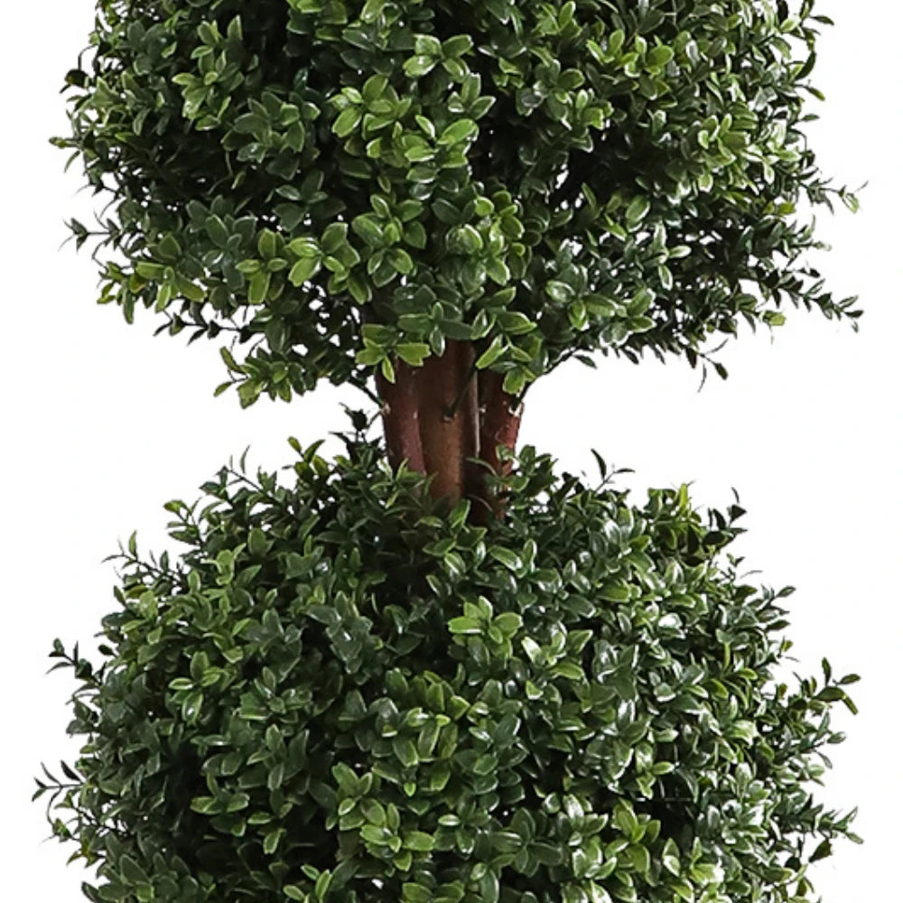 2 Pieces 46.5in(3.87ft) Artificial Topiary Triple Ball Boxwood Tree