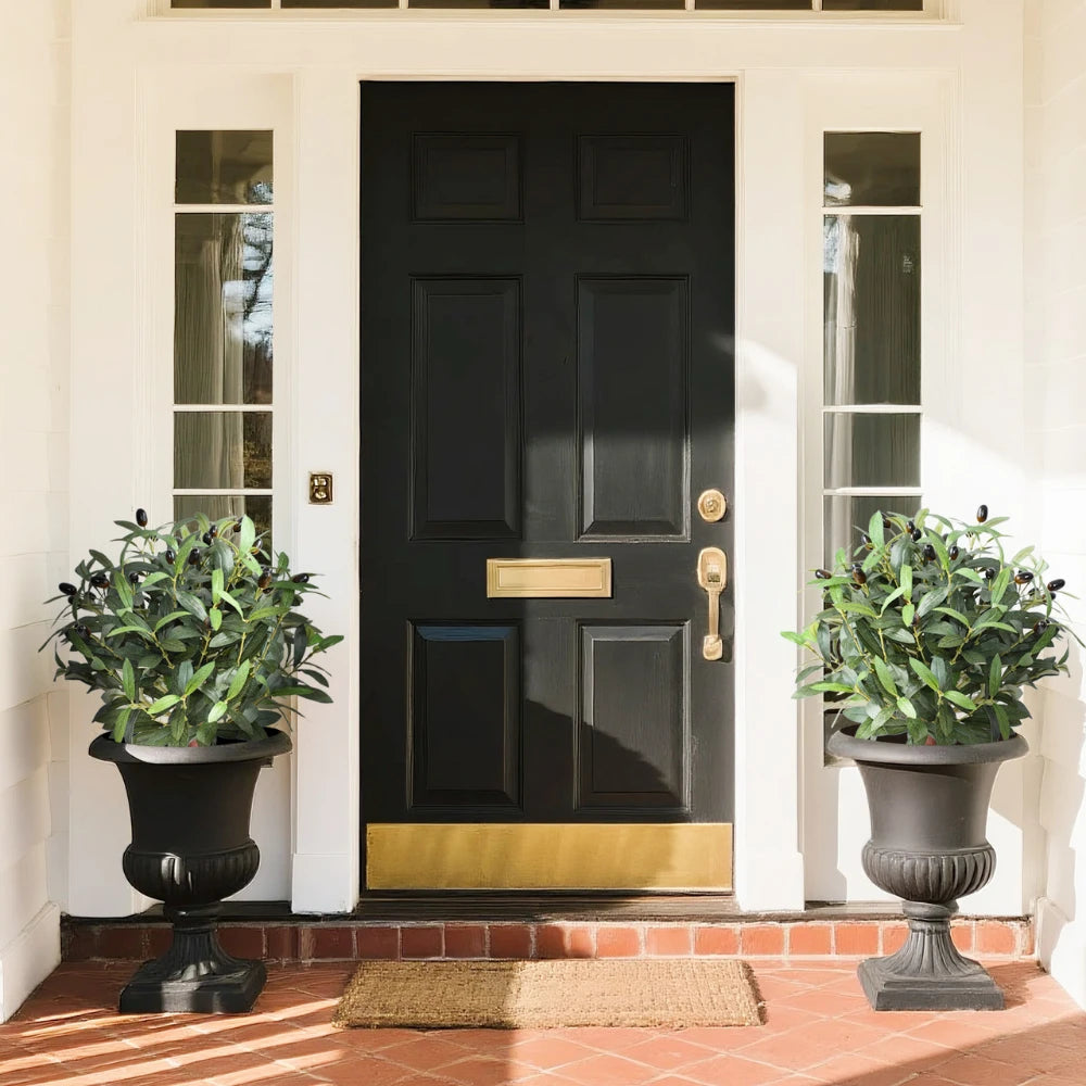 2 Pieces 20in(1.6ft) Artificial Topiary Olive Ball Trees momoplant