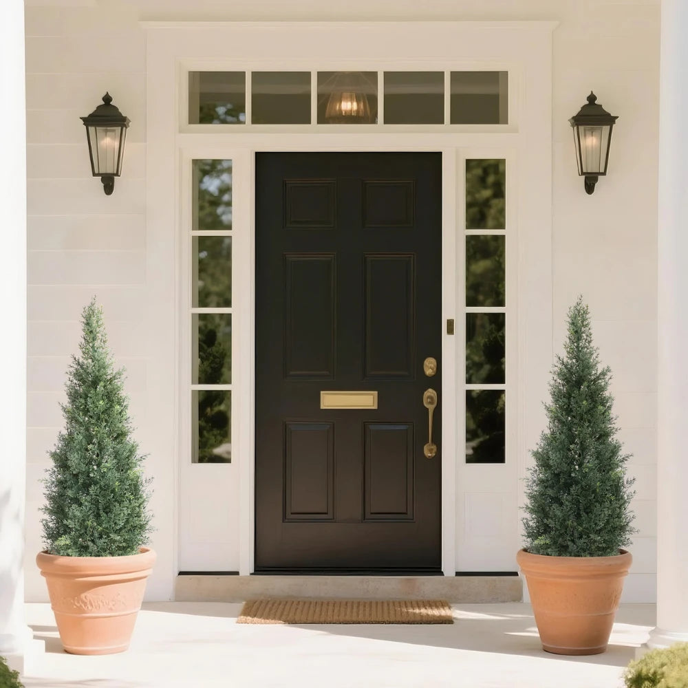 2 Pieces 37in(3.1ft) Artificial Topiary Cedar Trees momoplant