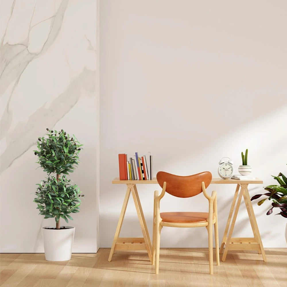 2 Pieces 35in(3ft) Artificial Topiary Olive Double Ball Trees