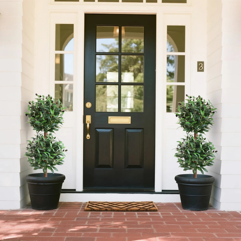2 Pieces 35in(3ft) Artificial Topiary Olive Double Ball Trees