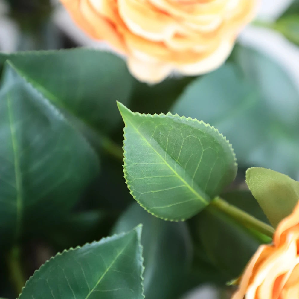 2 Pieces 36in(3ft) Artificial Flower Orange Camellia Spike Tree momoplant