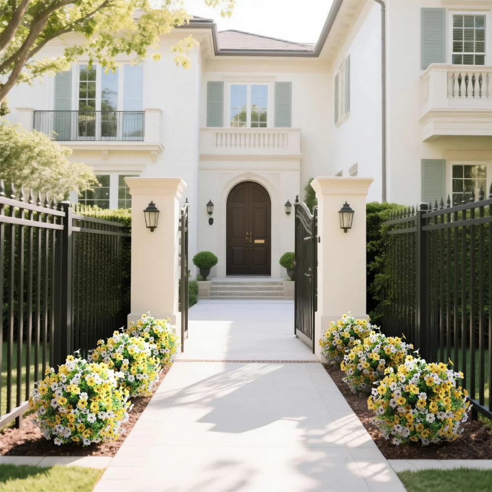 2 Pieces 23in(2ft) Artificial White Yellow Mums Flower Ball momoplant