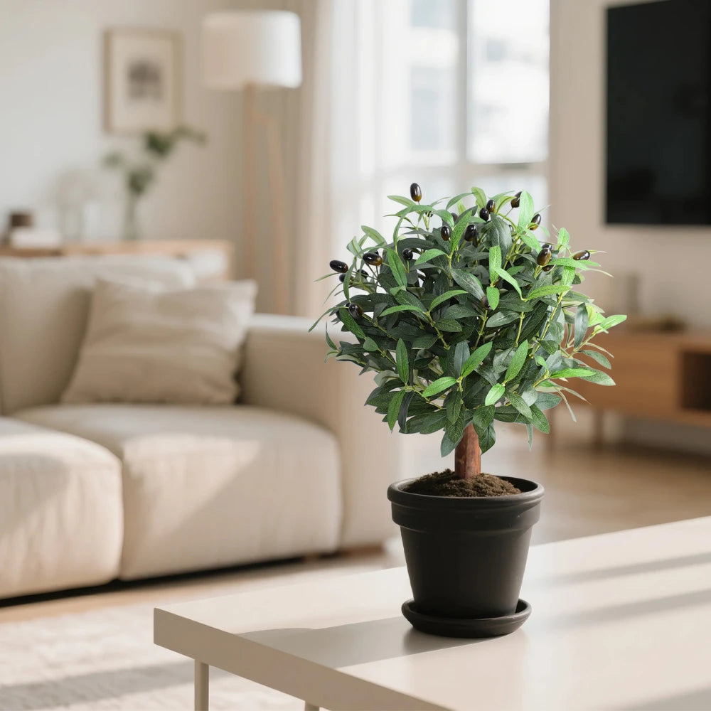 2 Pieces 20in(1.6ft) Artificial Topiary Olive Ball Trees momoplant