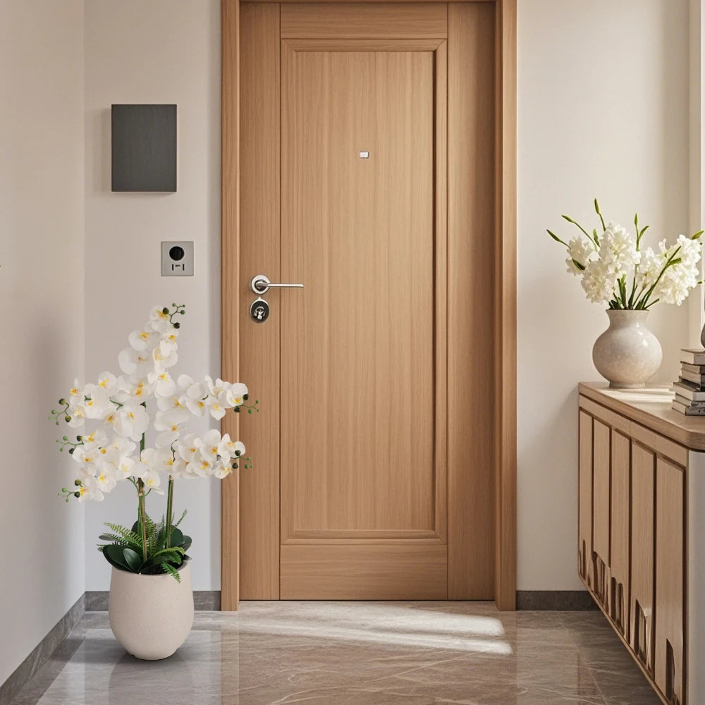 42in(3.5ft) Artificial White Phalaenopsis Orchid Flowers in White Planter momoplant