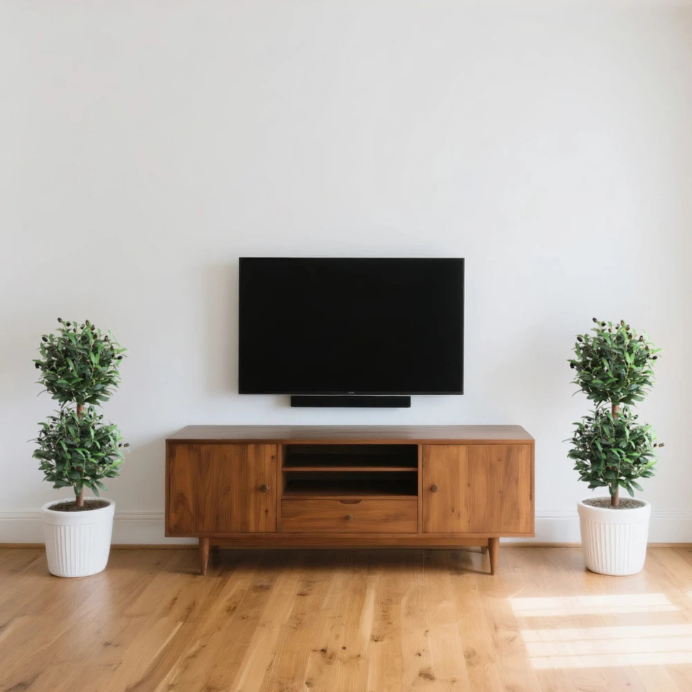 2 Pieces 35in(3ft) Artificial Topiary Olive Double Ball Trees