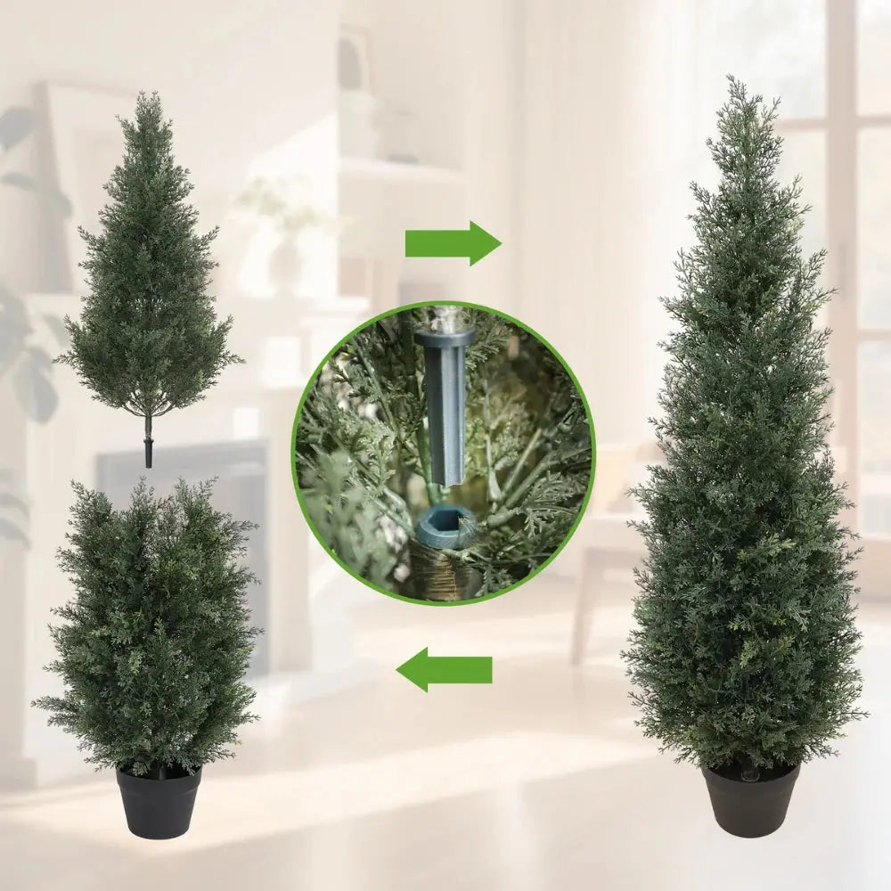 2 Pieces 49in(4ft) Artificial Topiary Cedar Trees momoplant