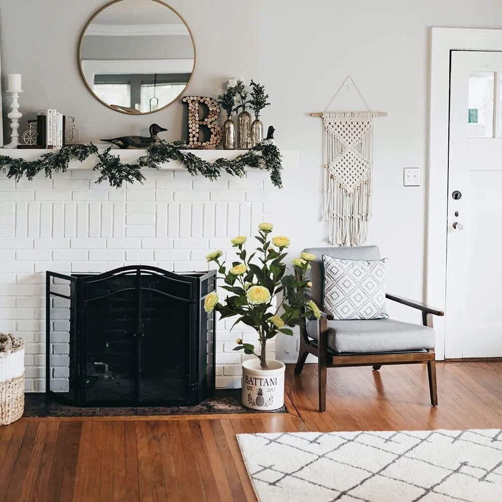 2 Pieces 31.5in(2.6ft) Artificial Topiary Yellow Camellia Tree momoplant