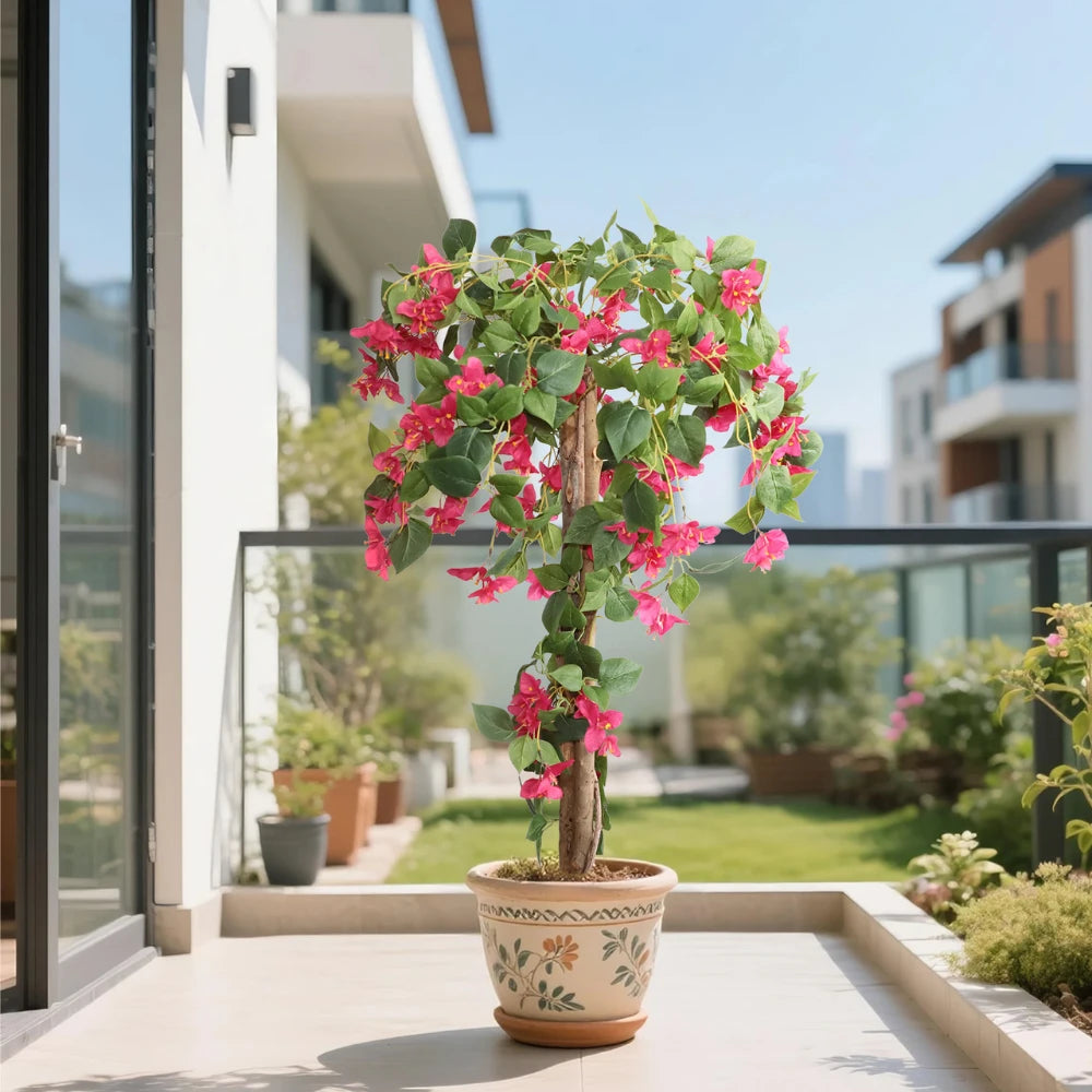 47in(3.9ft) Artificial Bougainvillea Flowers Faux Tree momoplant