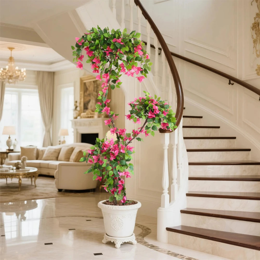 83in(6.9ft) Artificial Bougainvillea Flowers Topiary Tree