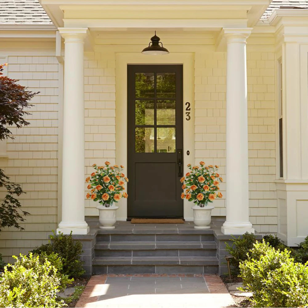 2 Pieces 36in(3ft) Artificial Flower Orange Camellia Spike Tree momoplant