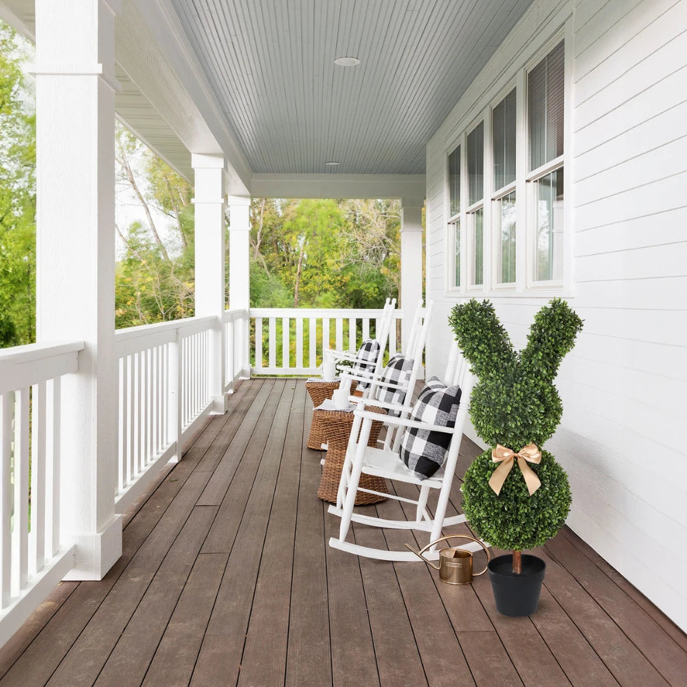 2 Pieces 36in(3ft) Artificial Topiary Rabbit Shapped Boxwood Tree momoplant