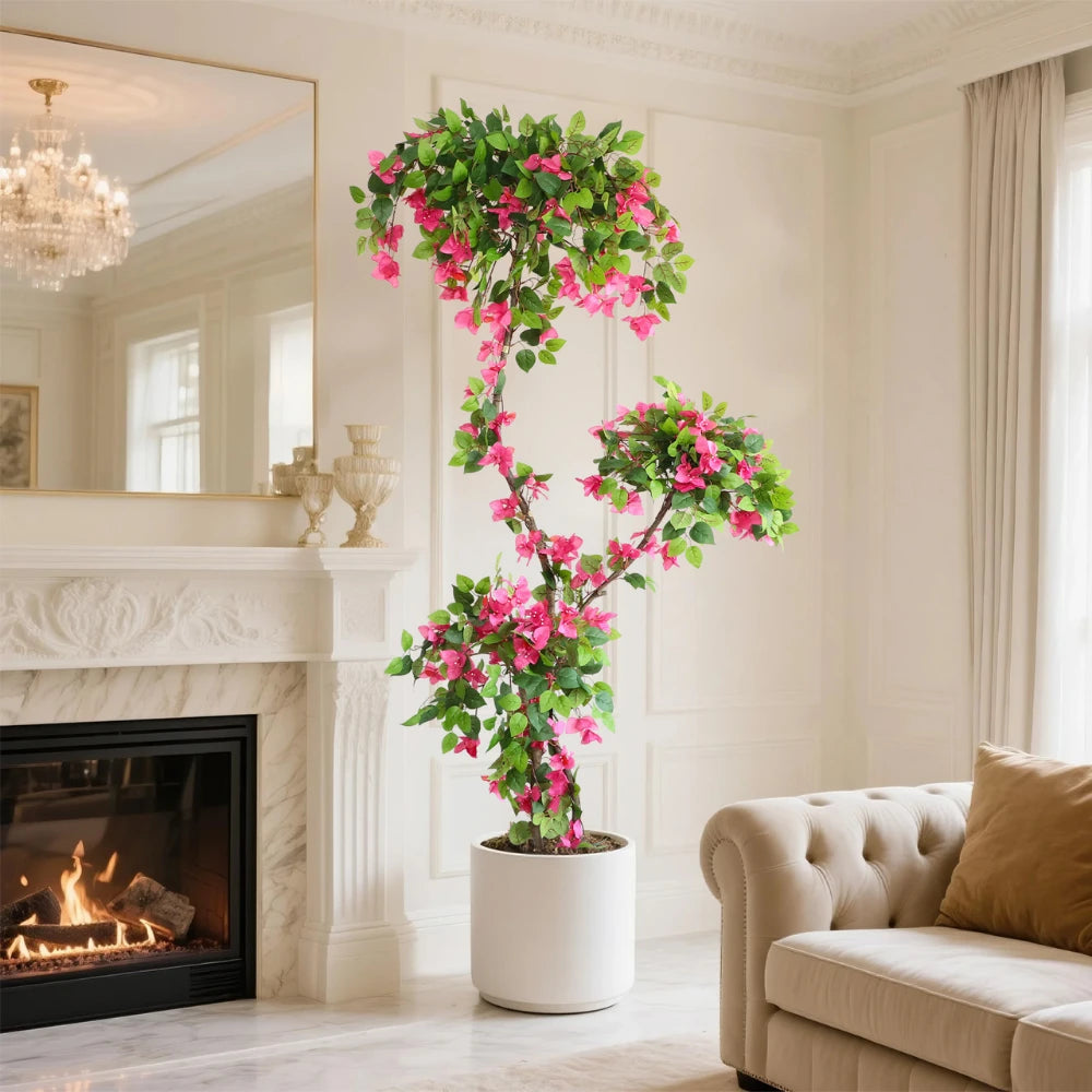 83in(6.9ft) Artificial Bougainvillea Flowers Topiary Tree