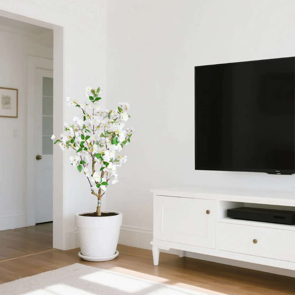 50in(4.2ft) Artificial White Cherry Blossom Tree