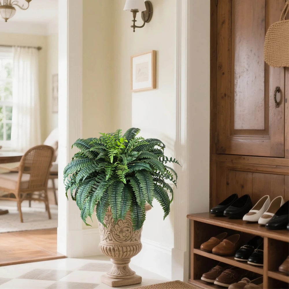 2 Pieces 48in(3.9ft) Artificial Boston Fern Plants momoplant