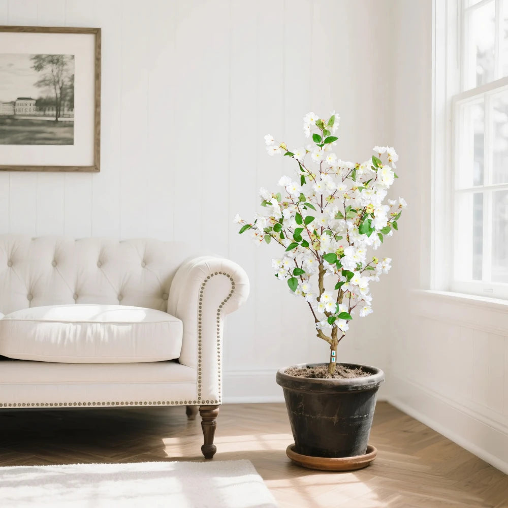 50in(4.2ft) Artificial White Cherry Blossom Tree