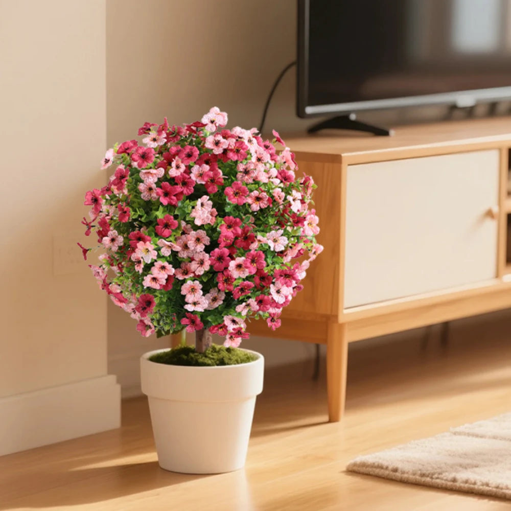 2 Pieces 23in(2ft) Artificial Red Pink Mums Flower Ball