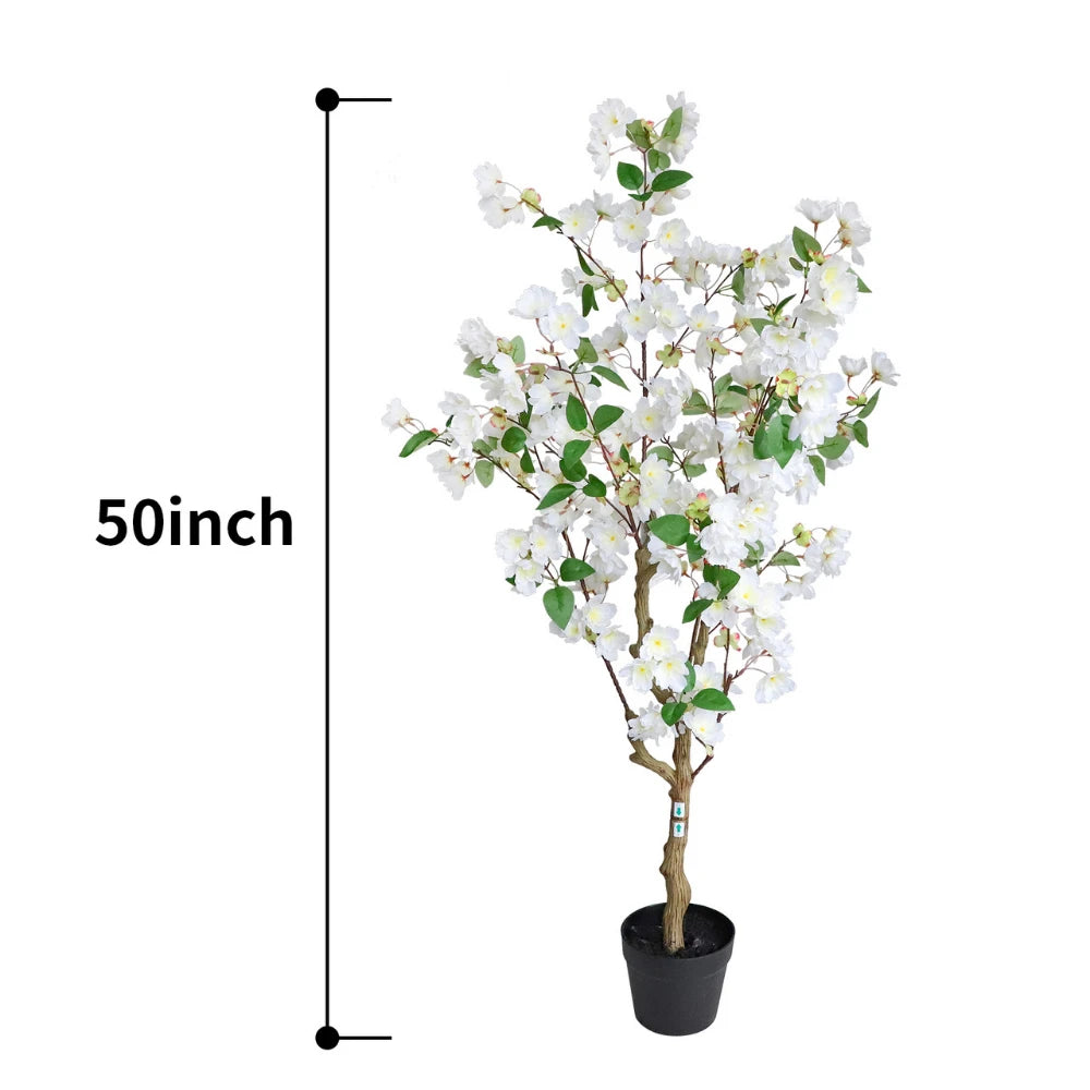 50in(4.2ft) Artificial White Cherry Blossom Tree