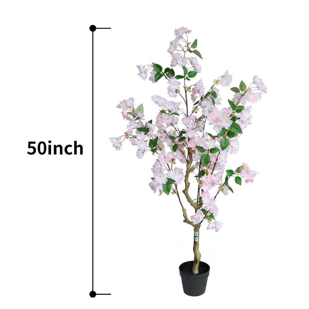 50in(4.2ft) Artificial Pink Cherry Blossom Tree