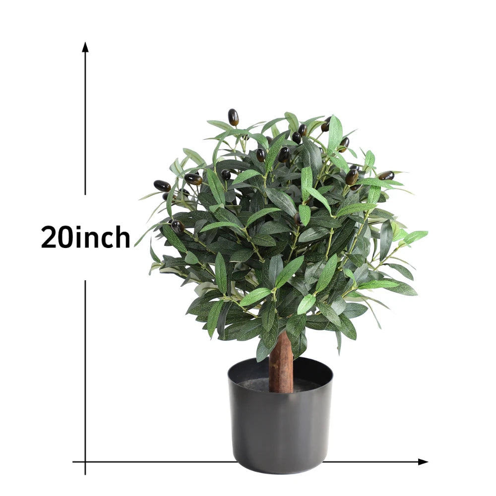 2 Pieces 20in(1.6ft) Artificial Topiary Olive Ball Trees momoplant