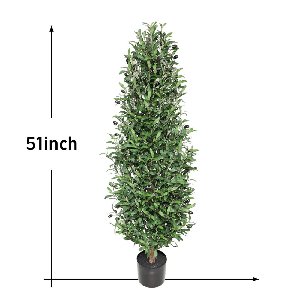 2 Pieces 51in(4.3ft) Artificial Cone Topiary Olive Trees
