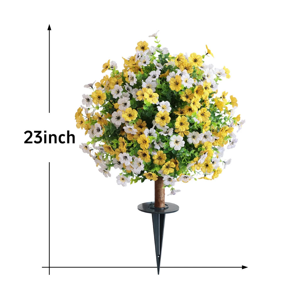 2 Pieces 23in(2ft) Artificial White Yellow Mums Flower Ball