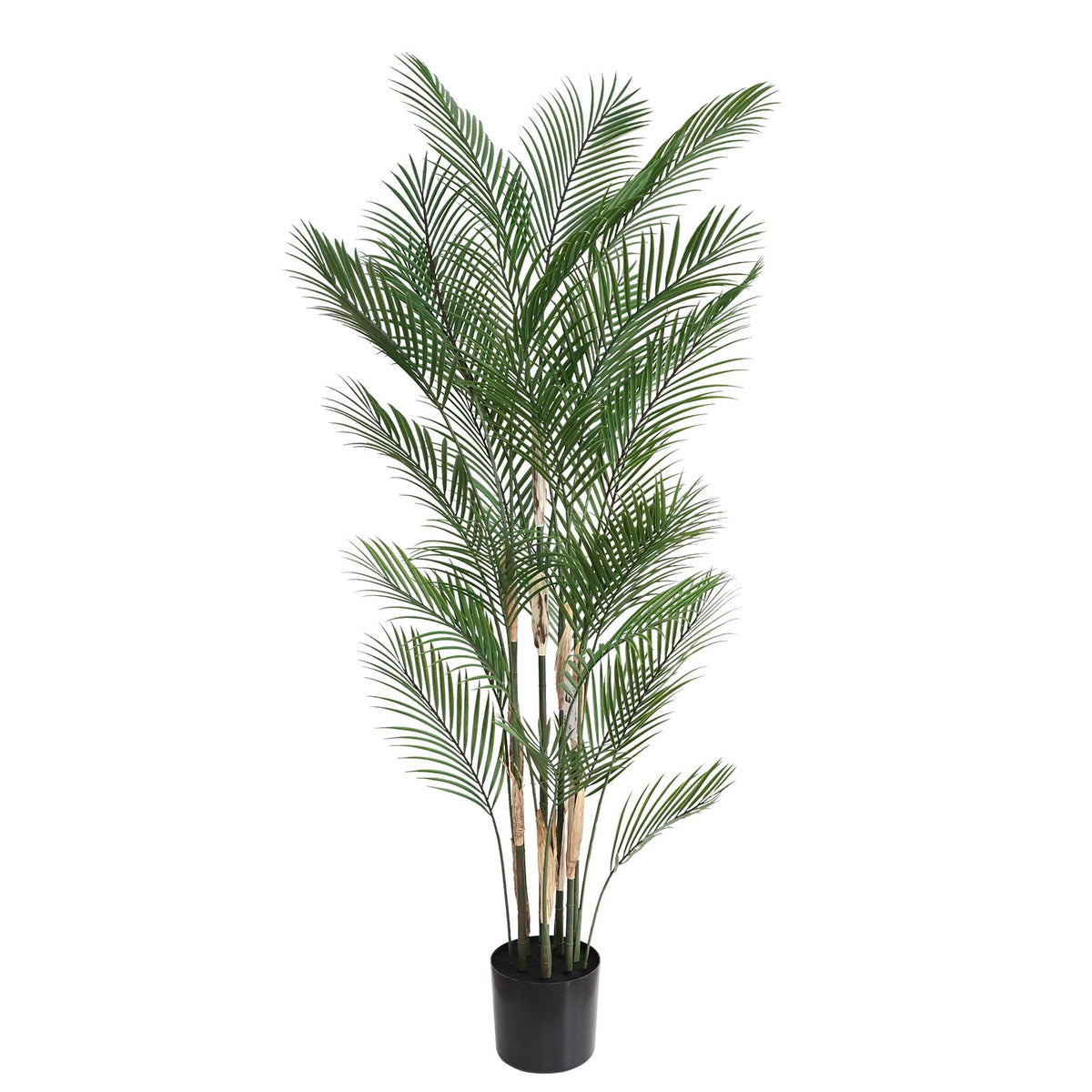 Artificial areca palm brightening a windowless living room corner