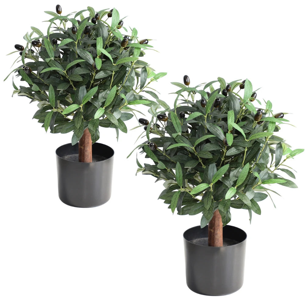2 Pieces 20in(1.6ft) Artificial Topiary Olive Ball Trees
