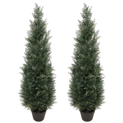 2 Pieces 49in(4ft) Artificial Topiary Cedar Trees momoplant
