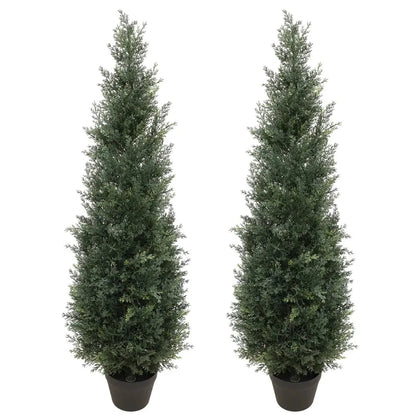 2 Pieces 49in(4ft) Artificial Topiary Cedar Trees momoplant