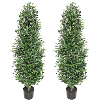 2 Pieces 51in(4.3ft) Artificial Cone Topiary Olive Trees