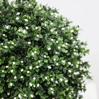 2 Pieces 20in(1.6ft) Artificial Boxwood White Flowers Topiary Ball Tree - Momoplant-artificial-rtificielle-rtificiais-aux-ake-alsas-alsos-ilk-mitation-lastic-ealistic