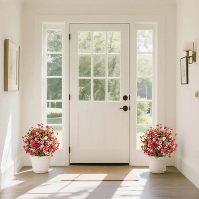 2 Pieces 23in(2ft) Artificial Red Pink Mums Flower Ball momoplant