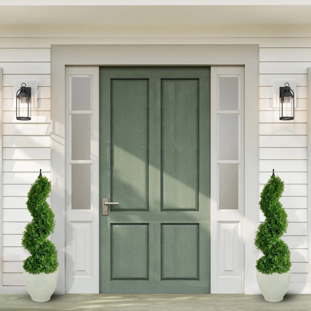 2 Pieces 35In(3ft) Light Green Artificial Boxwood Topiary Spiral Tree