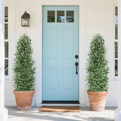 2 Pieces 51in(4.3ft) Artificial Cone Topiary Olive Trees momoplant