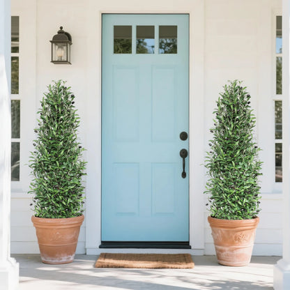 2 Pieces 51in(4.3ft) Artificial Cone Topiary Olive Trees