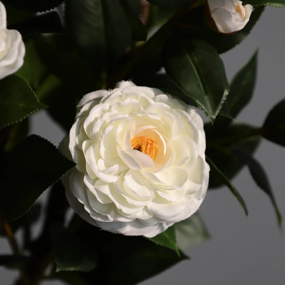 2 Pieces 36in(3ft) Artificial Flower White Camellia Spike Tree