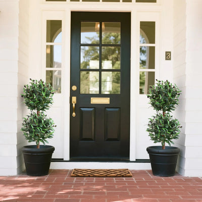 2 Pieces 35in(3ft) Artificial Topiary Olive Double Ball Trees momoplant