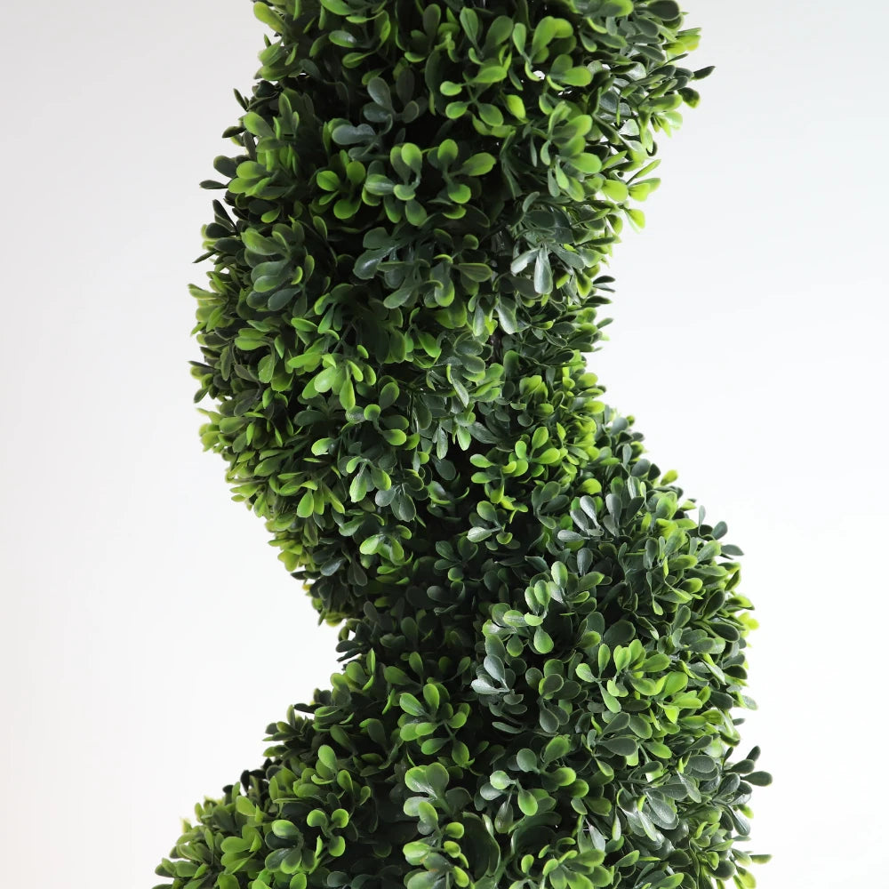 2 Pieces 43In(3.6ft) Dark Green Artificial Boxwood Topiary Spiral Tree