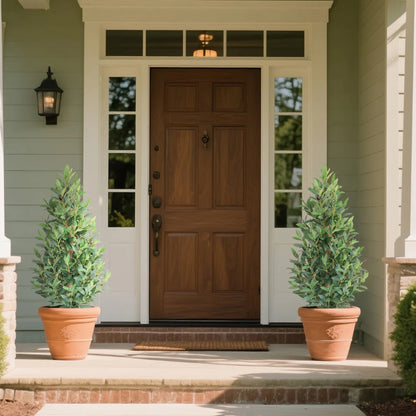 2 Pieces 35in(3ft) Artificial Cone Topiary Olive Trees