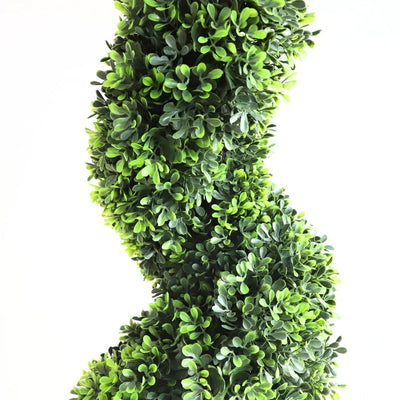 2 Pieces 43In(3.6ft) Light Green Artificial Boxwood Topiary Spiral Tree momoplant