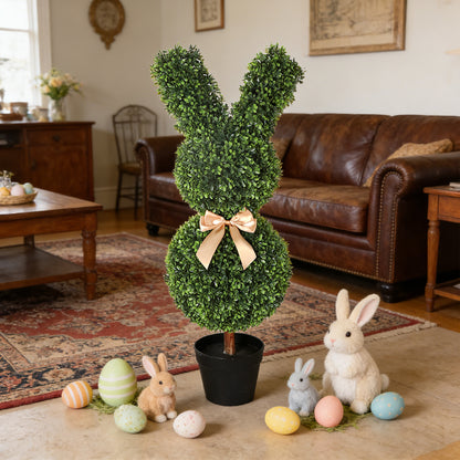 2 Pieces 36in(3ft) Artificial Trimmed Easter Bunny Topiary