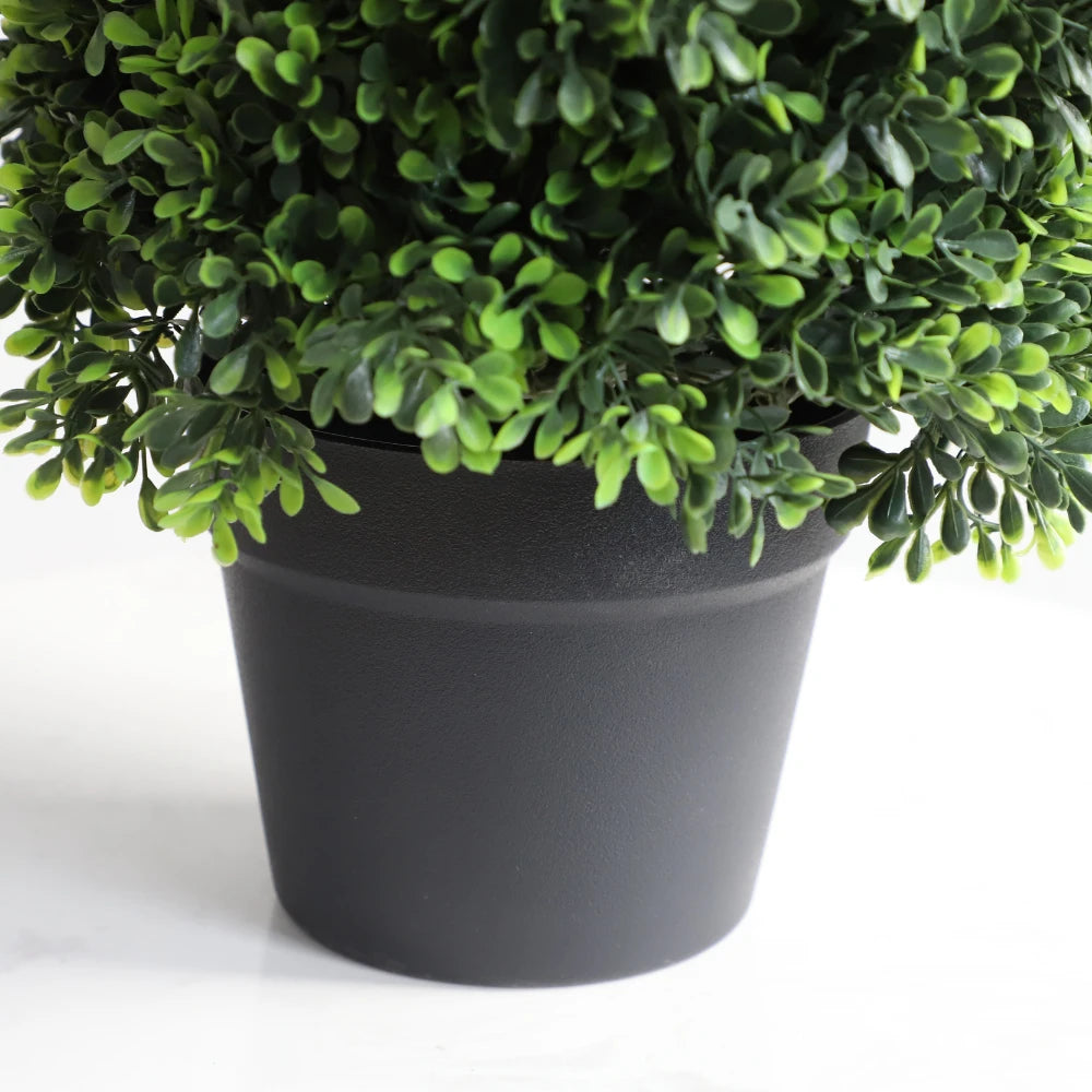 2 Pieces 43In(3.6ft) Dark Green Artificial Boxwood Topiary Spiral Tree
