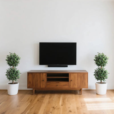 2 Pieces 35in(3ft) Artificial Topiary Olive Double Ball Trees momoplant