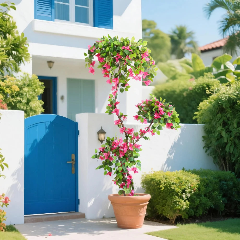 83in(6.9ft) Artificial Bougainvillea Flowers Topiary Tree