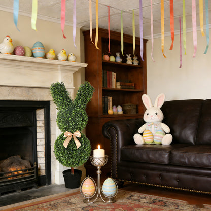 2 Pieces 36in(3ft) Artificial Trimmed Easter Bunny Topiary