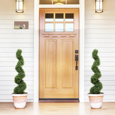 2 Pieces 43in(3.6ft) Artificial Boxwood Spiral Topiary Tree momoplant