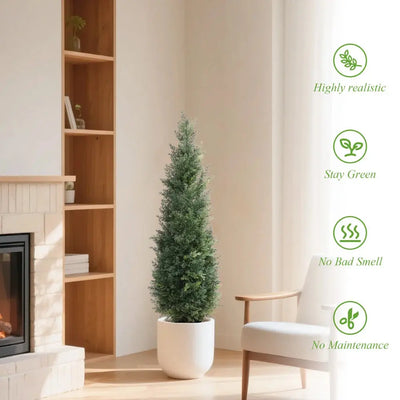 2 Pieces 49in(4ft) Artificial Topiary Cedar Trees momoplant